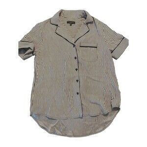 Rag & Bone Luca Woman’s Short Sleeve Silk Blouse Sz‎ PXS Striped Black/White